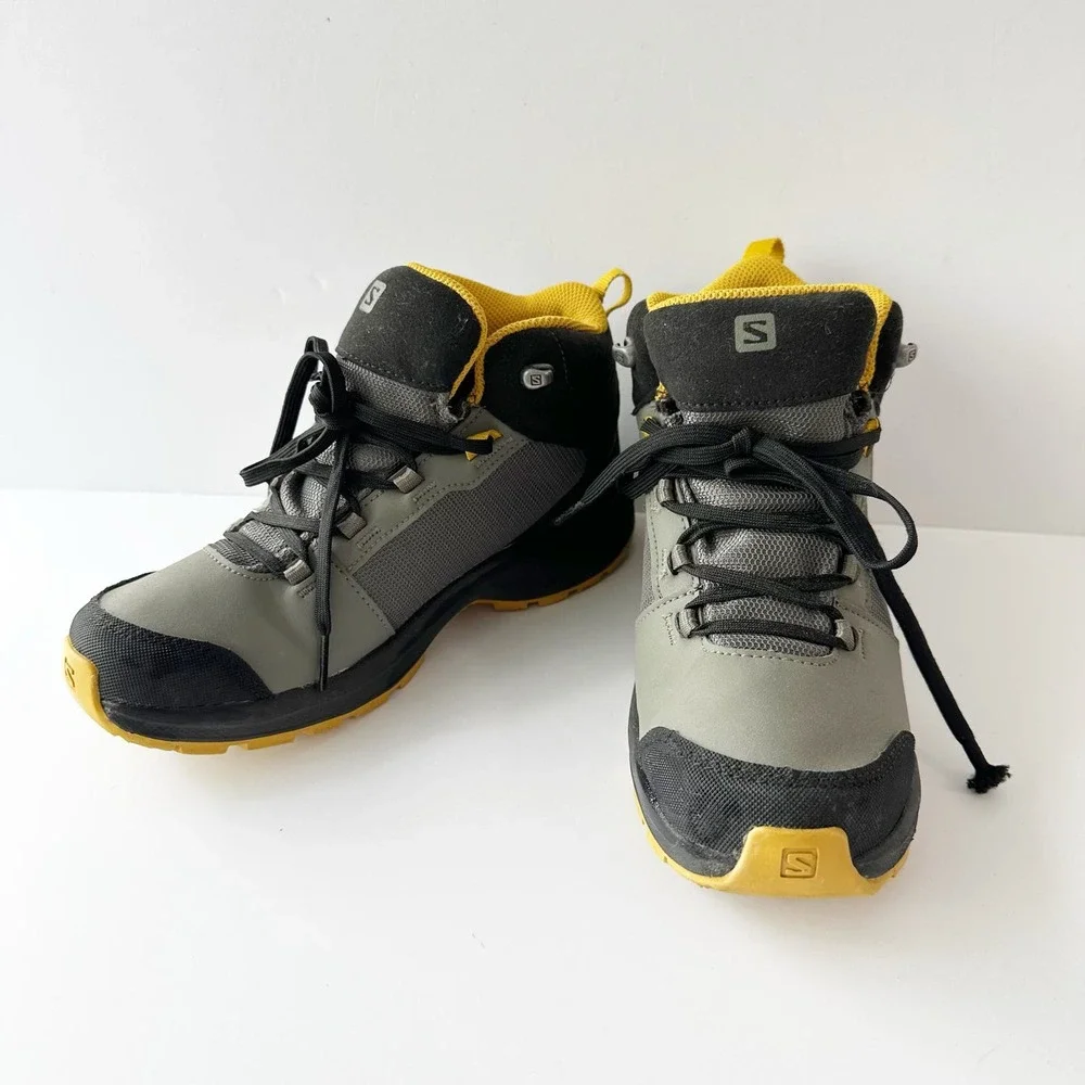 Salomon Kids Hiking Boots Gray Black Yellow